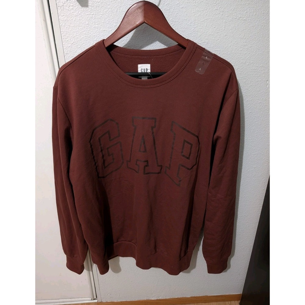 NWT GAP Logo Crewneck Sweatshirt‎ Burnt Russet Brown Fleece Men's (Unisex) Large